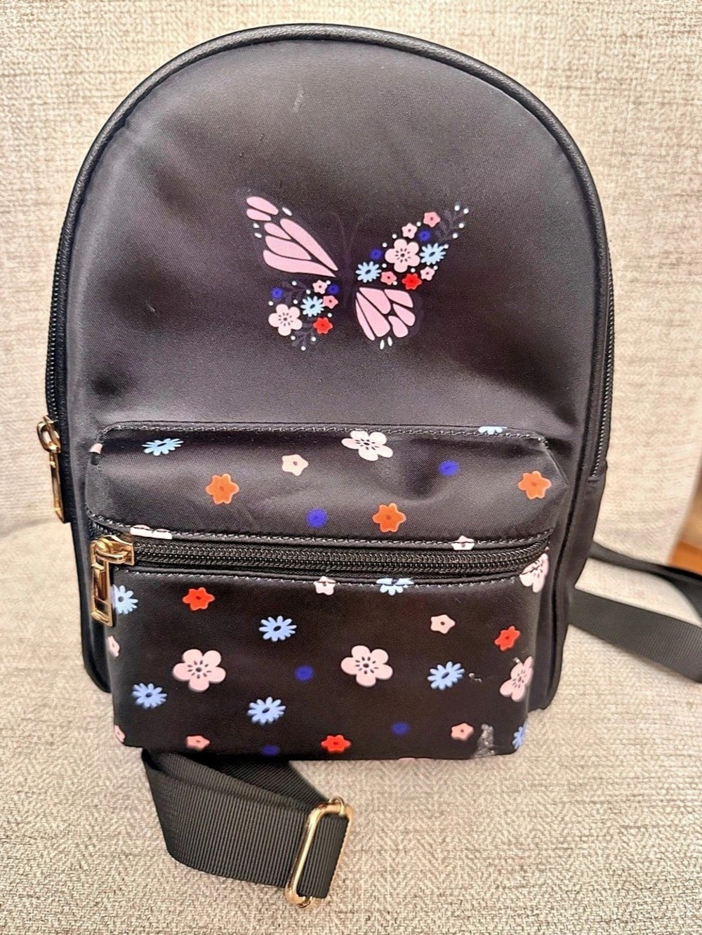 Like Dreams Floral Backpack in Black & Pink